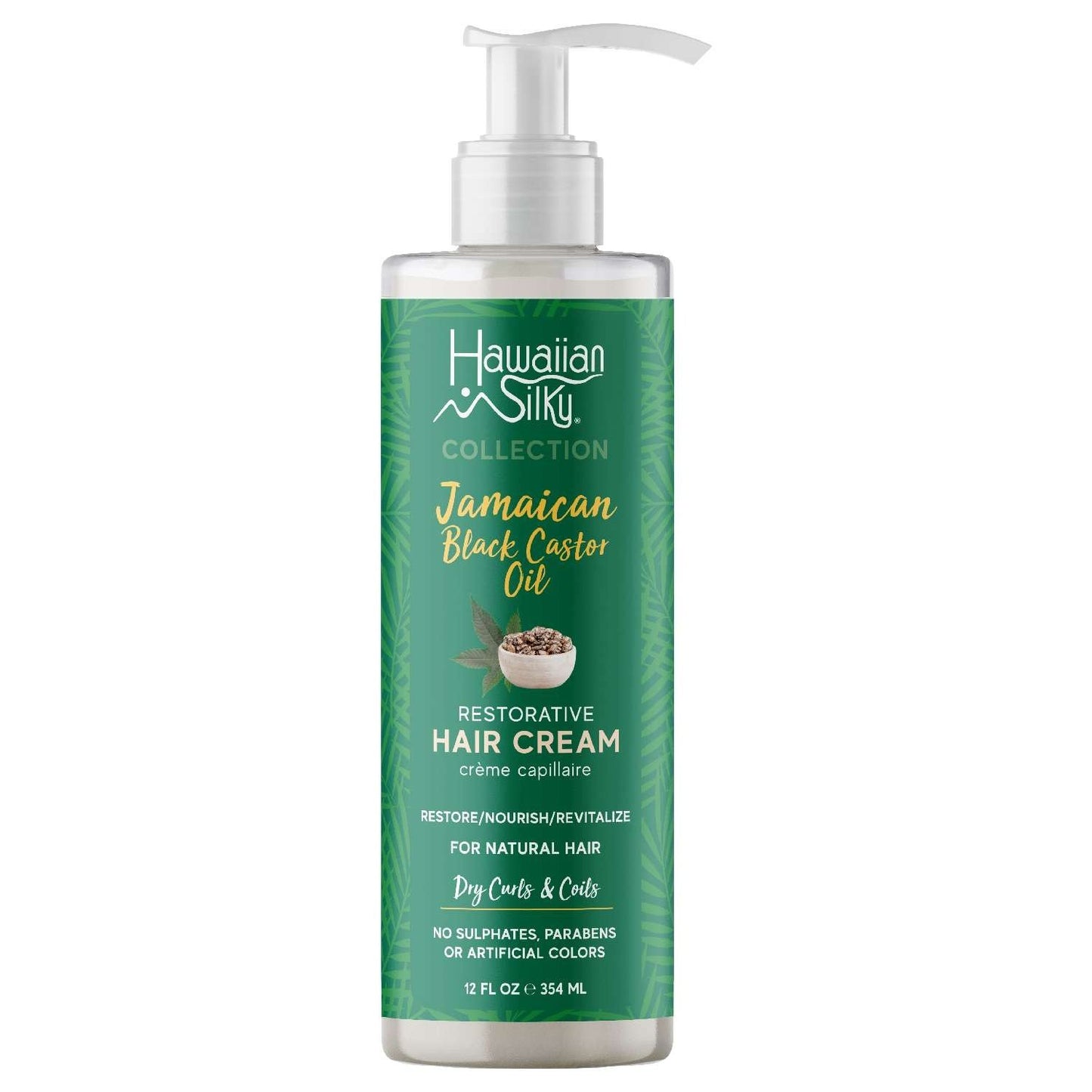 Crema restauradora para el cabello con aceite de ricino negro jamaicano sedoso hawaiano, 12 onzas
