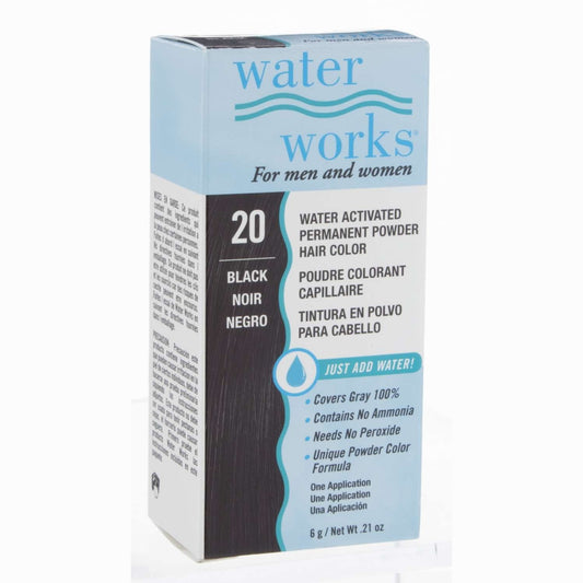 Waterworks Powder Hair Color 20 Black 0.2 Oz