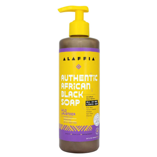 Alaffia Authentic African Black Soap Wild Lavender 16 Oz