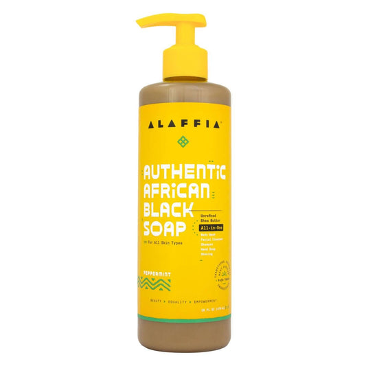 Alaffia Authentic African Black Soap Peppermint 16 Oz