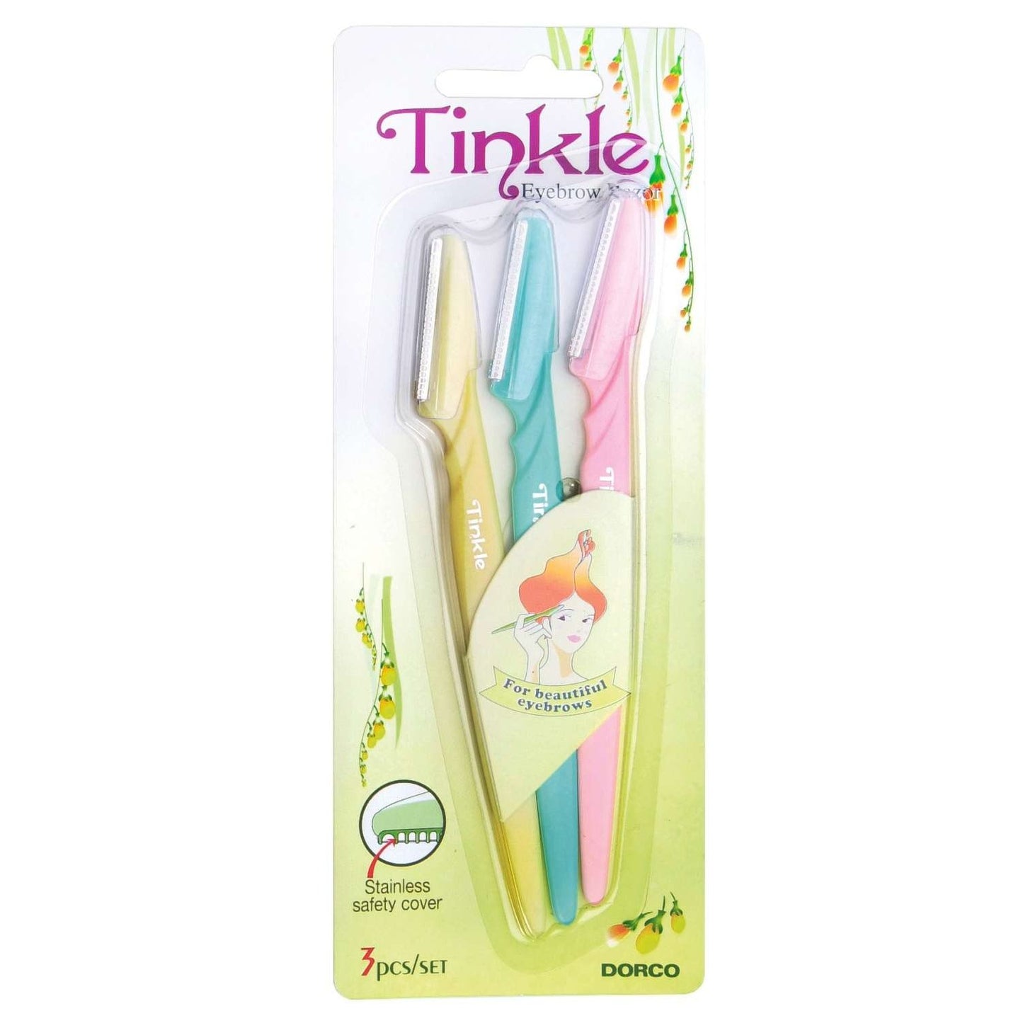 Dorco Tinkle - Maquinilla de afeitar para cejas, paquete de 3