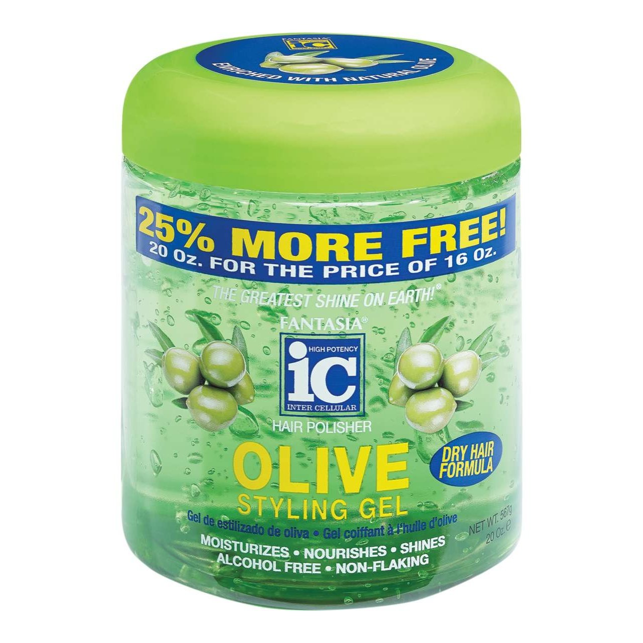 Ic Fantasia Fantasia Ic Pulidor de cabello Oliva Gel de peinado Bono 20 Oz