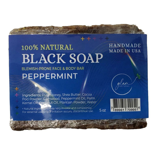 Glam Natural Black Soap Peppermint 5 Oz