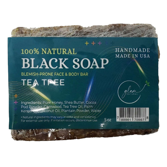 Glam Natural Black Soap Tea Tree 5 Oz