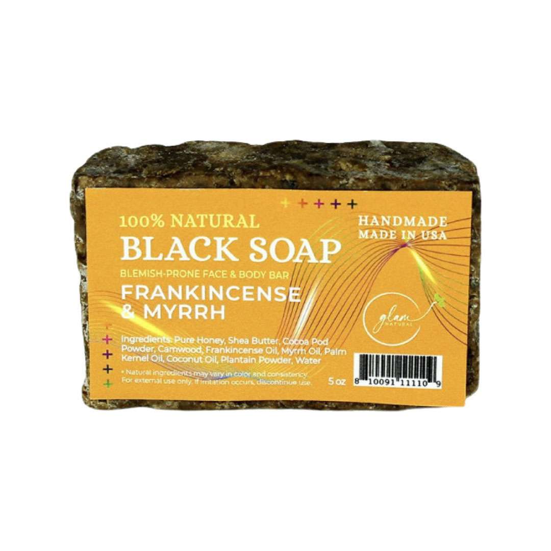 Glam Natural Black Soap Frankincense Myrrh 5 Oz