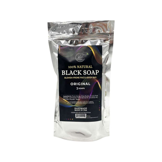 Glam Natural Black Soap Original 5 Oz Bulk Pack 3 Ea
