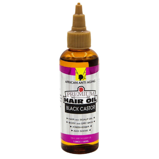 African Anti Aging Premium Hair Oil Black Castor 3.38 Oz