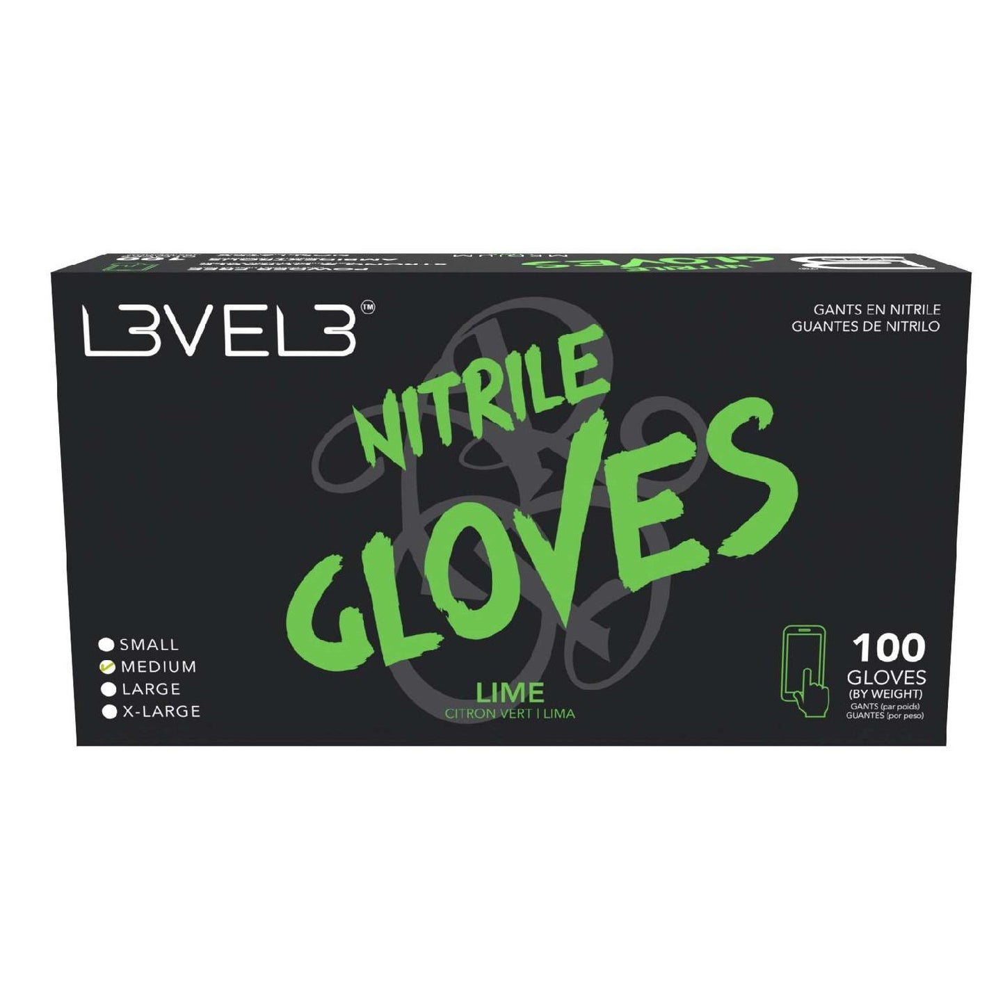 Guantes Nitrilo L3Vel3 Lima Medianos 100 Piezas
