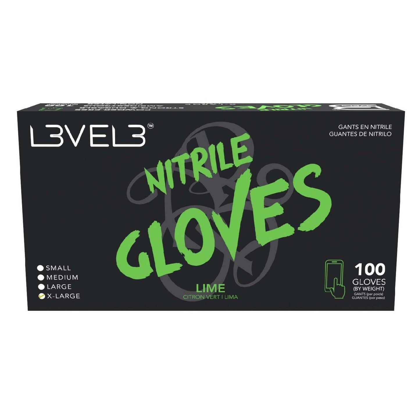 Guantes Nitrilo L3Vel3 Lima Extra Grande 100 Piezas