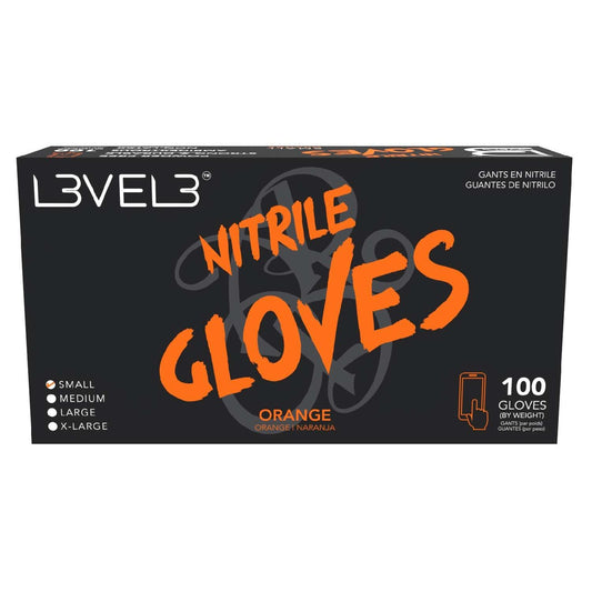 L3Vel3 Nitrile Gloves Orange Small 100 Piece