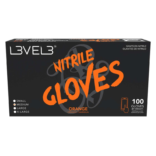 L3Vel3 Nitrile Gloves Orange Medium 100 Piece