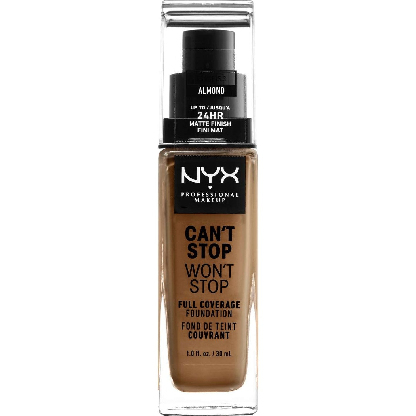 NYX Cant Stop Wont Stop Base de cobertura completa 15.3 - Almendra 1.0 FL Oz