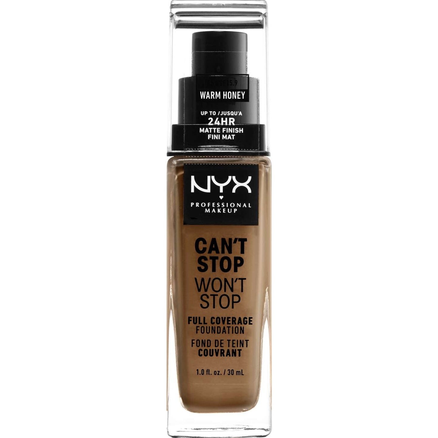 NYX Cant Stop Wont Stop Base de cobertura completa 15.9 - Miel cálida 1.0 FL Oz