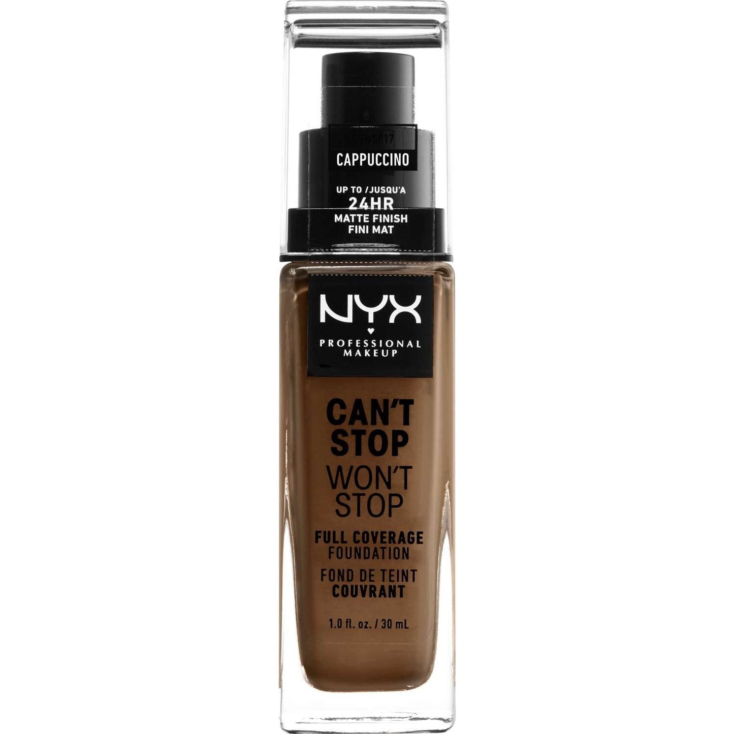 NYX Cant Stop Wont Stop Full Coverage Foundation 17 - Cappuccino 1.0 FL Oz