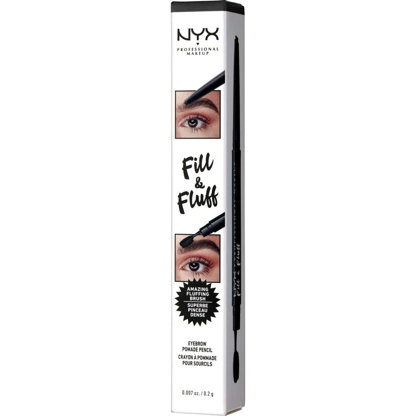 NYX Fill Fluff Eyebrow Pomade Pencil 08 - Black 0.007 Oz