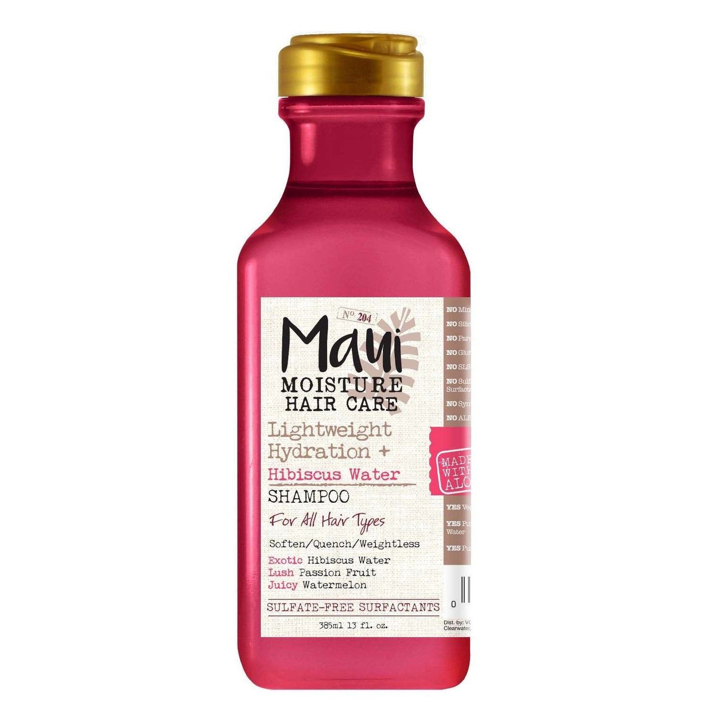 Maui Moisture Champú de agua de hibisco de hidratación ligera, 13.0 onzas líquidas