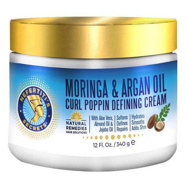Nefertitis Secrets Moringa Aceite de Argán Curl Poppin Crema Definidora 12 Oz