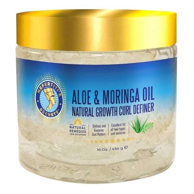 Nefertitis Secrets Aceite de Aloe Moringa Crecimiento Natural Definidor de Rizos 16 Oz