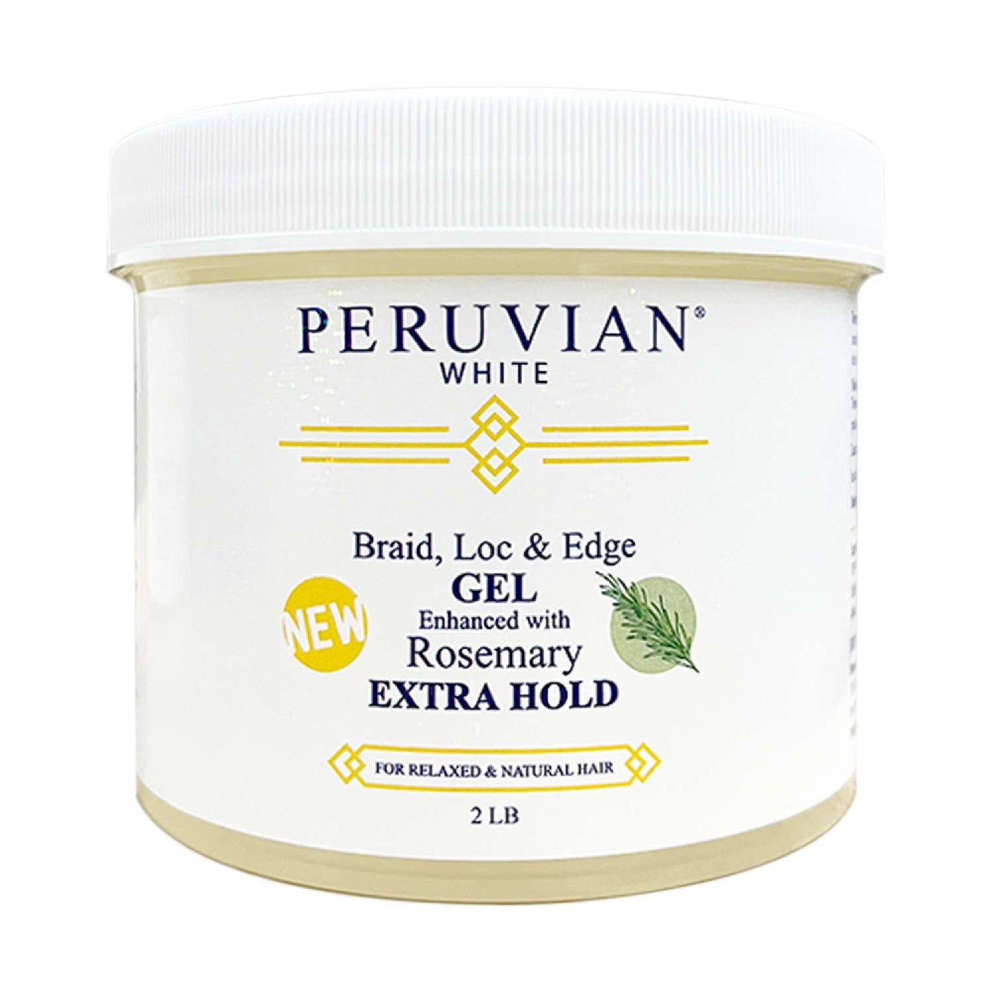 Gel peruano White Braid Loc Edge mejorado con romero Extra Hold 8.0 Fl Oz Extra Hold 32 Oz