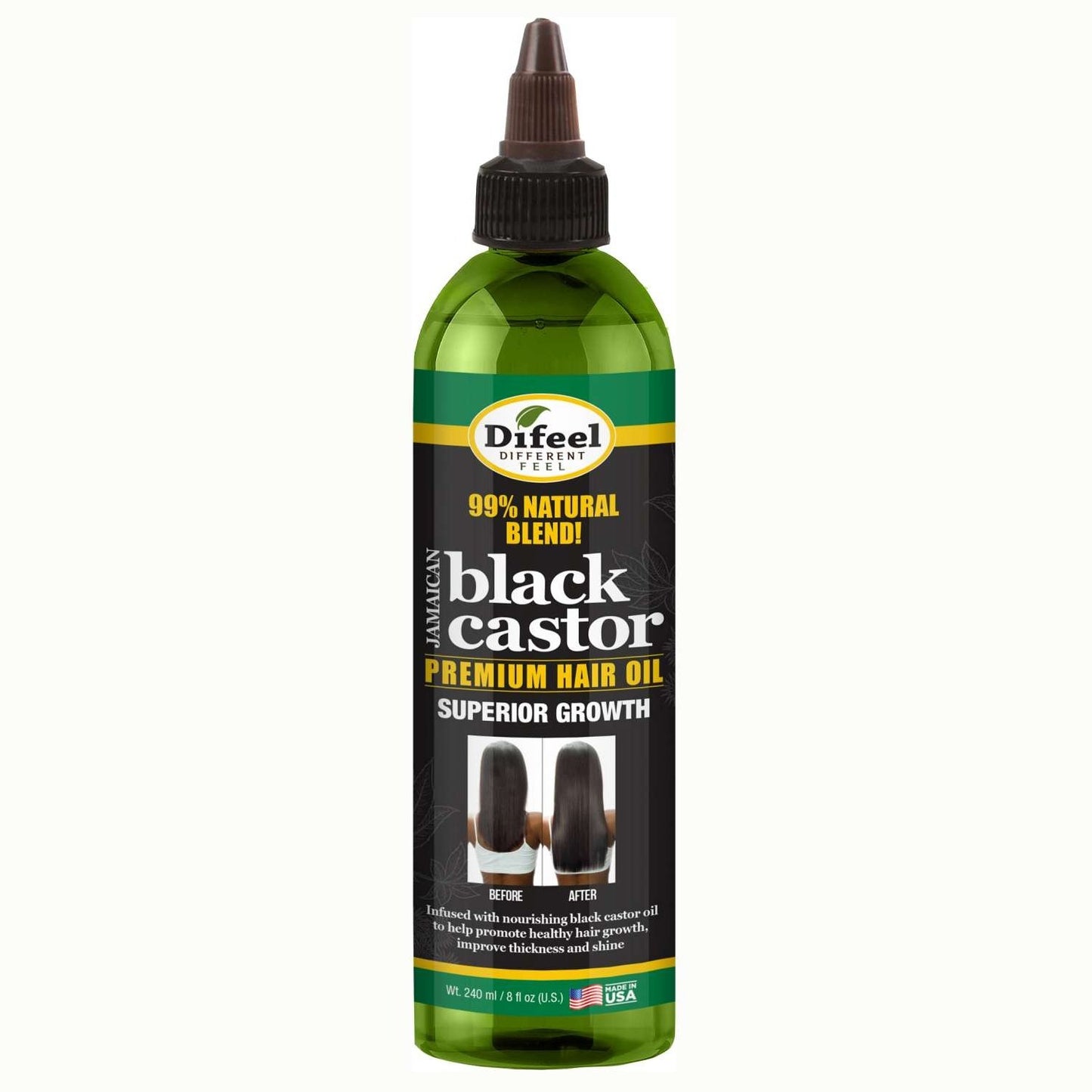 Difeel Girasol Difeel 99% Natural Premium Aceite para el cabello Ricino negro jamaicano 8 Oz
