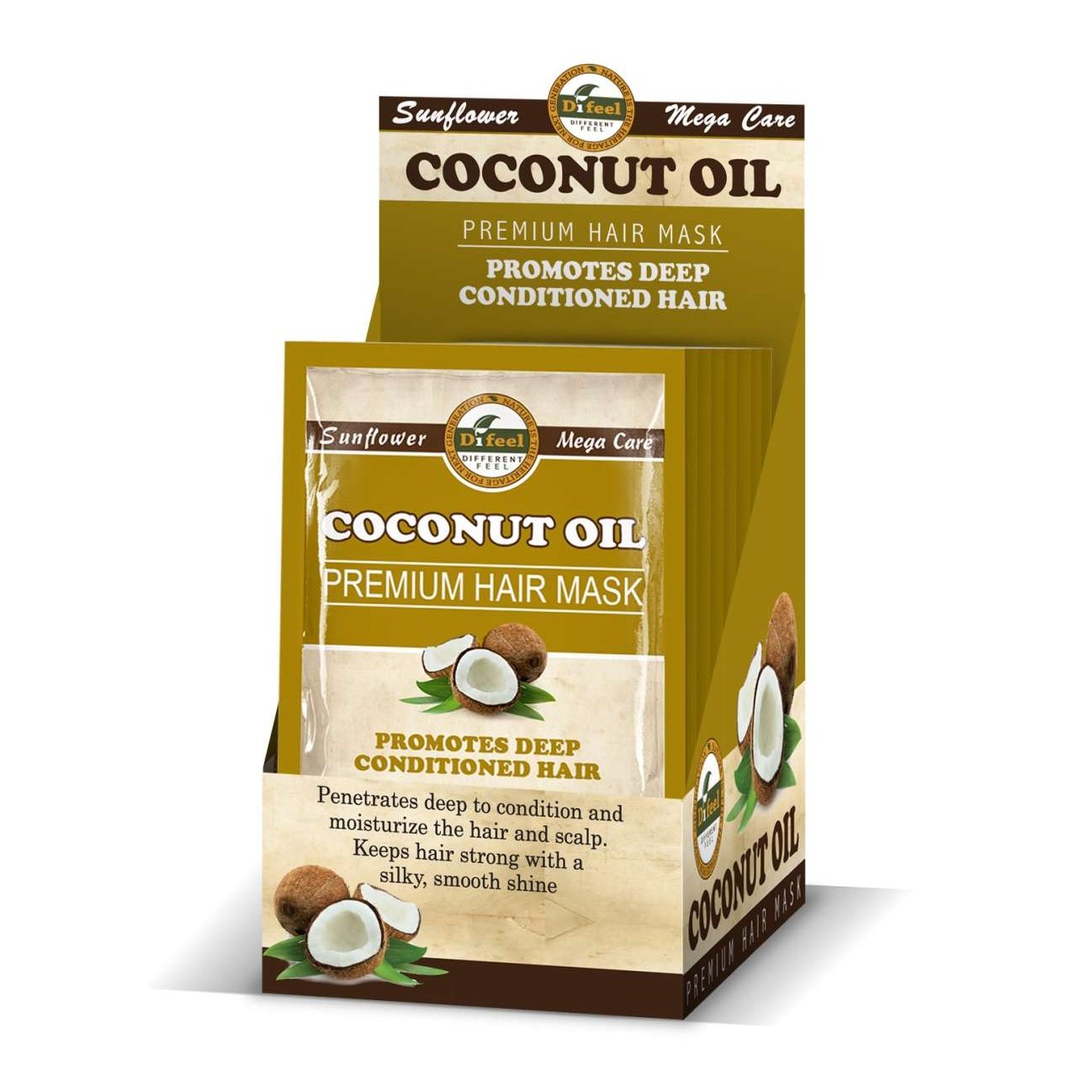 Difeel Girasol Difeel Premium Mascarilla para el cabello Paquete de aceite de coco 1.75 Oz