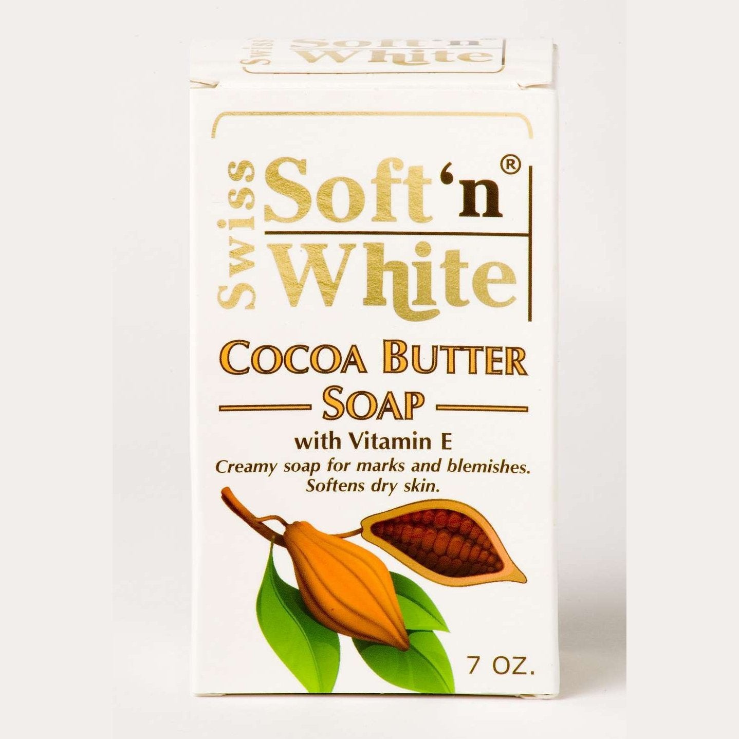 Jabón Soft N White Manteca de Cacao 7 Oz