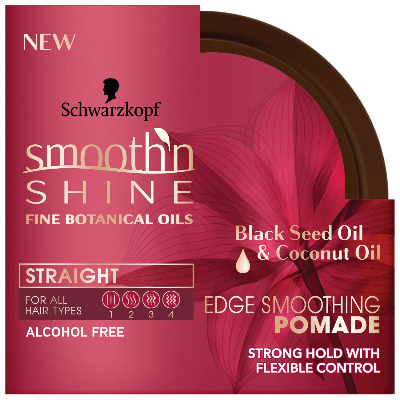 Smooth N Shine Aceite de semilla negra Aceite de coco Pomada suavizante de borde recto