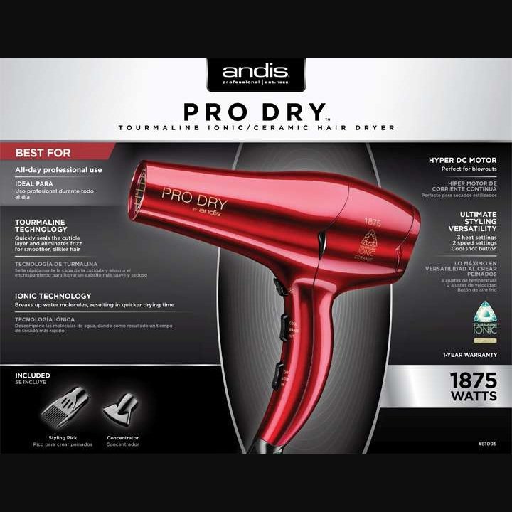 Andis Pro Dry Dc Dryer Red
