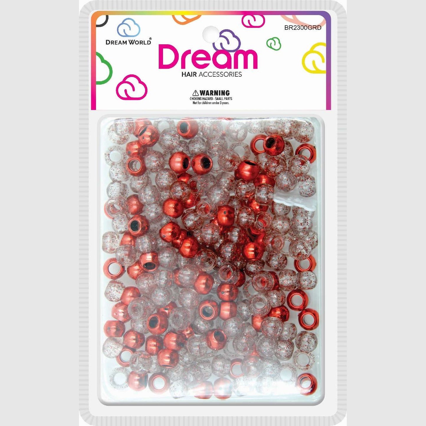 Chloe Bead 230 Round Glitter Red Assort