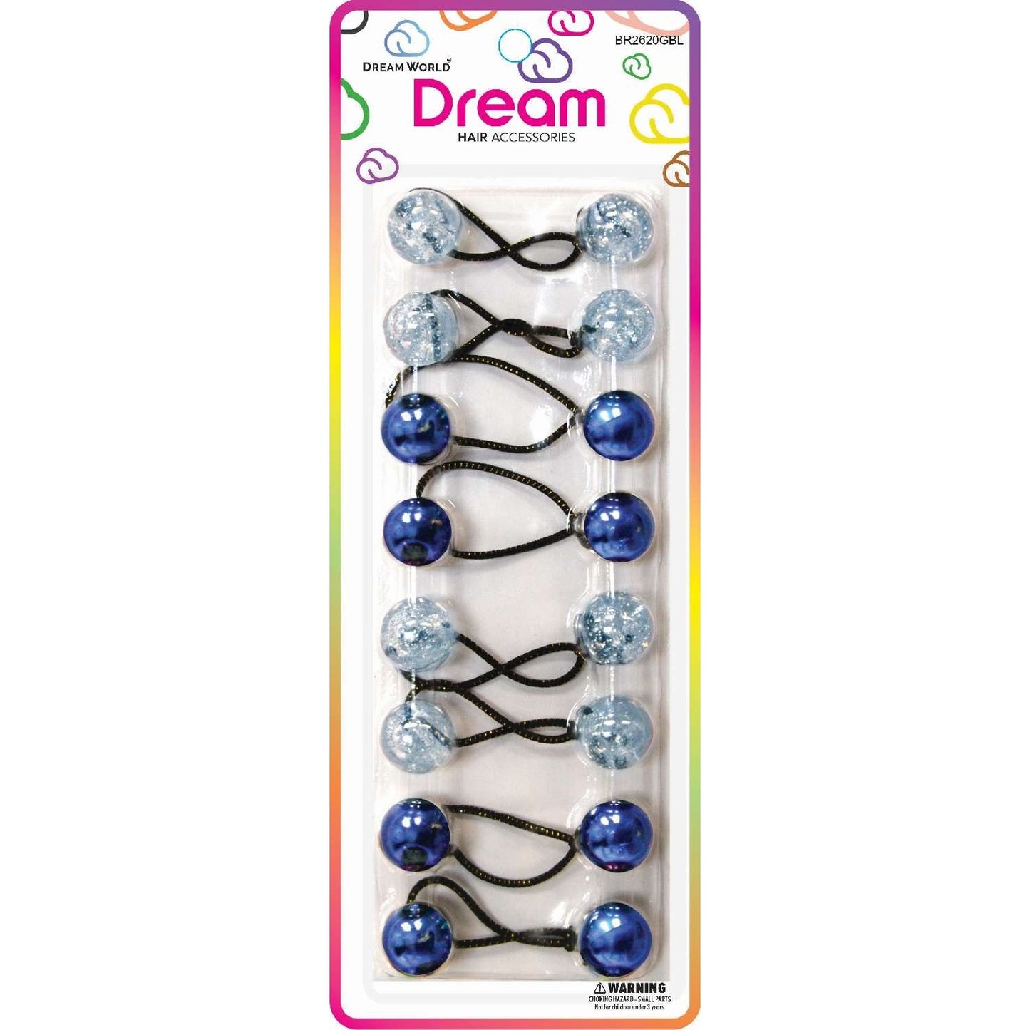 Chloe Ponytail 2620 Glitter Blue Assort 8 Pieces