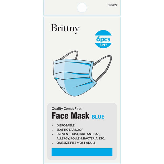 Brittny Face Mask Disposable 6Piecespack Blue