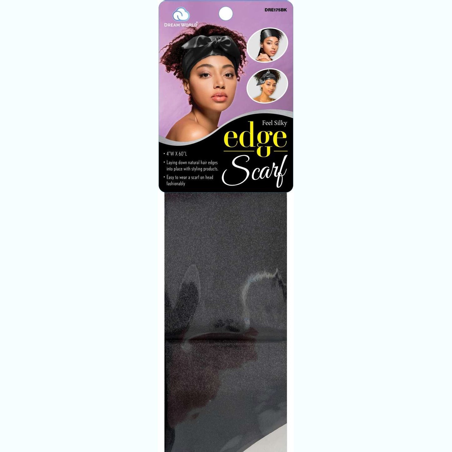 Dream Women Bufanda Borde Satén Negro