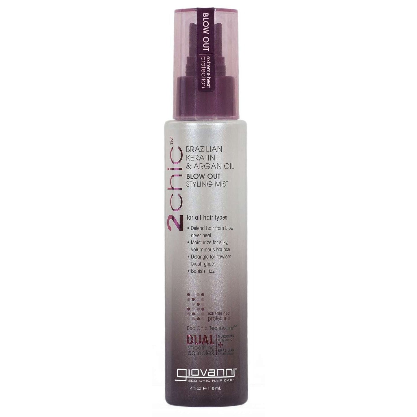 Bruma para peinar con queratina brasileña y aceite de argán Giovanni 2Chic