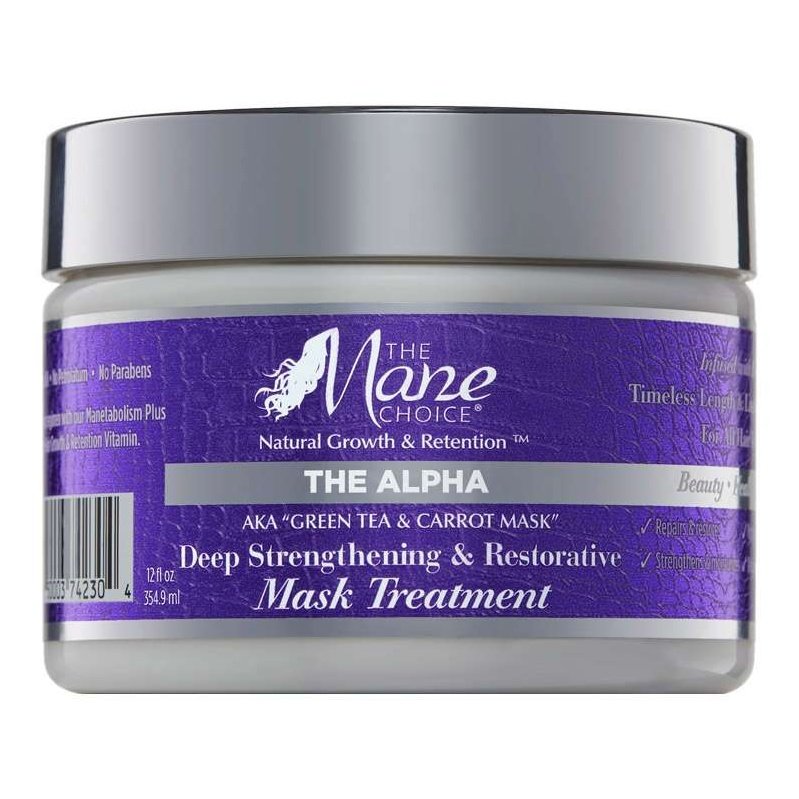 The Mane Choice The Alpha Green Tea Zanahoria Mascarilla de tratamiento restaurador de fortalecimiento profundo