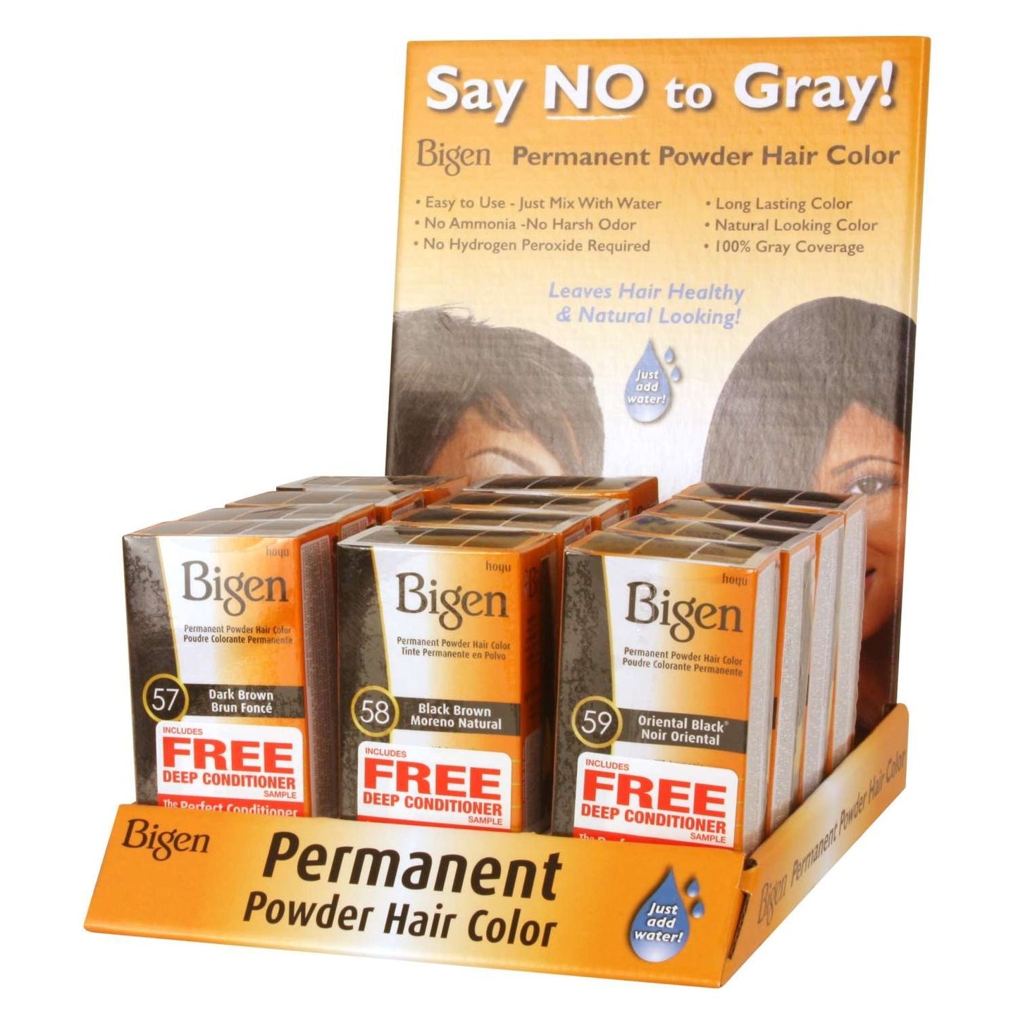 Bigen Permanent Powder Hair Color 12-Piece Display 57 58 59