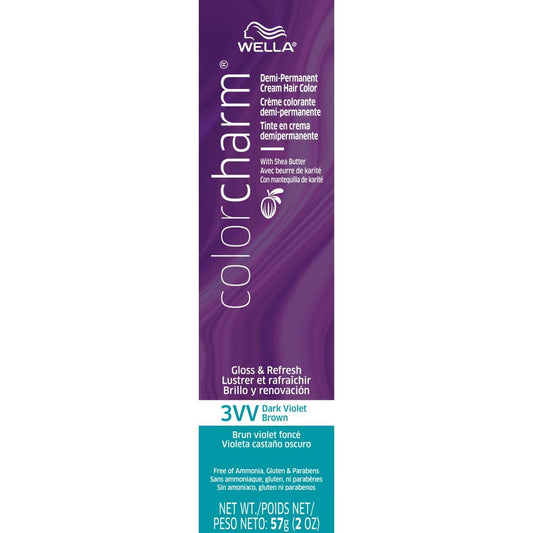 Wella Color Charm Demi-Permanent Cream Hair Color 3Vv Dark Violet Brown