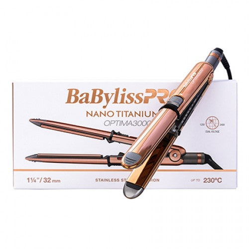 Plancha alisadora Prima Babylisspro Nano Titanium de edición limitada de 1,25 pulgadas en oro rosa