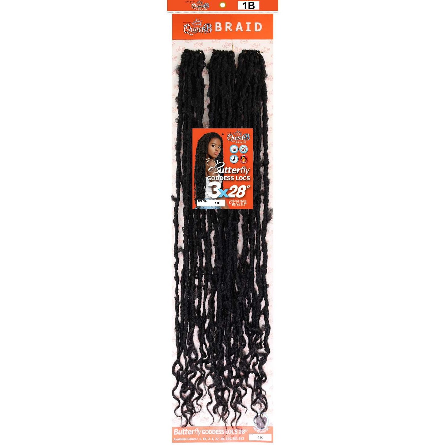 Urban Beauty Queen B Braid Synthetic Butterfly Goddess Locs 3X Value Pack 28 Inch Color 1B