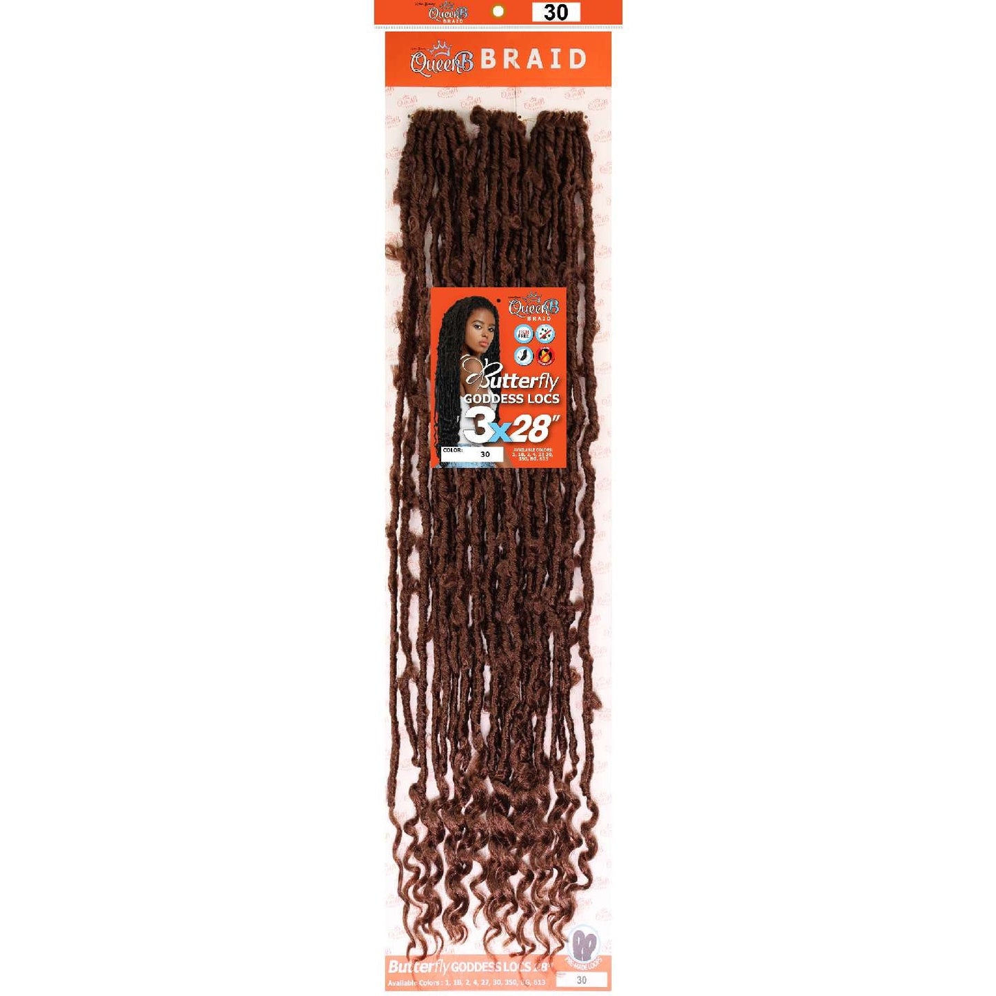 Urban Beauty Queen B Braid Synthetic Butterfly Goddess Locs 3X Value Pack 28 Inch Color 30