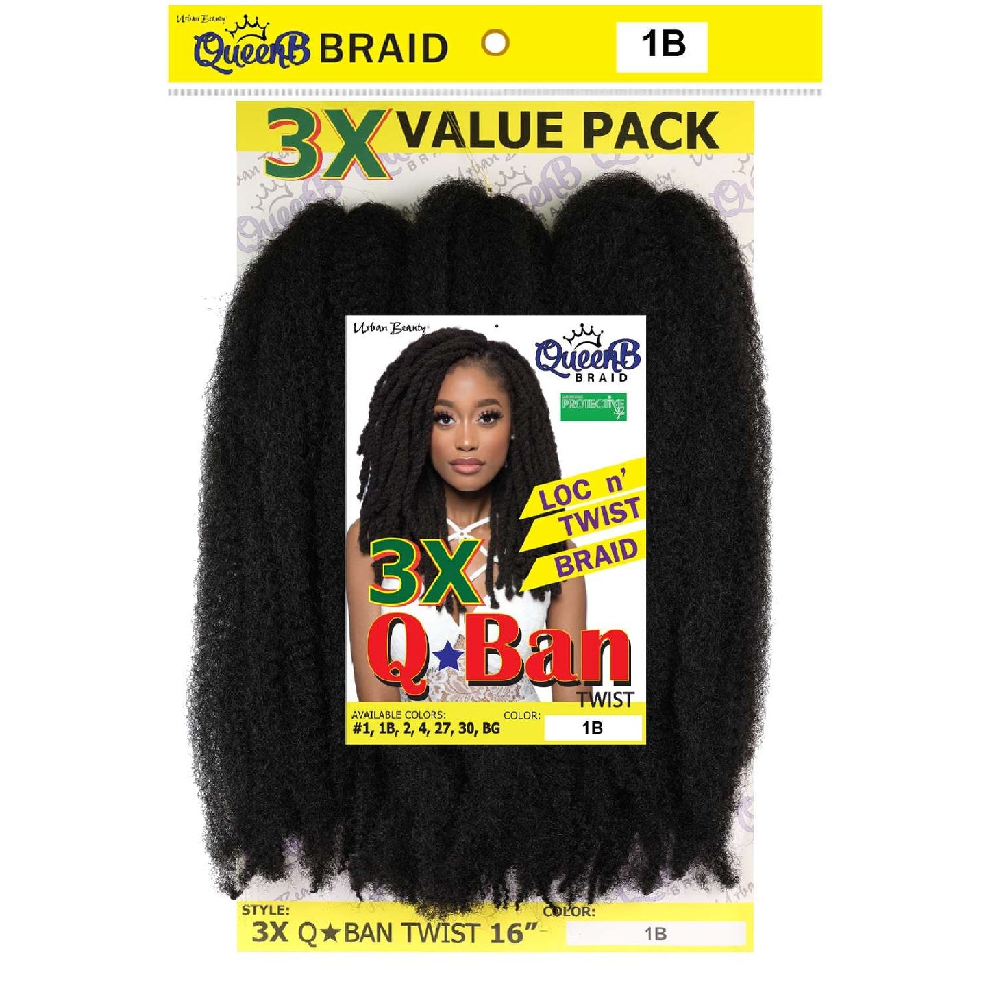 Synthetic Queen B 3X Q-Ban Twist Color #1B