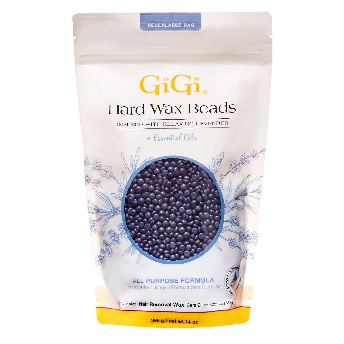 Perlas de cera dura Gigi infundidas con aceites esenciales de lavanda relajantes, 14 oz