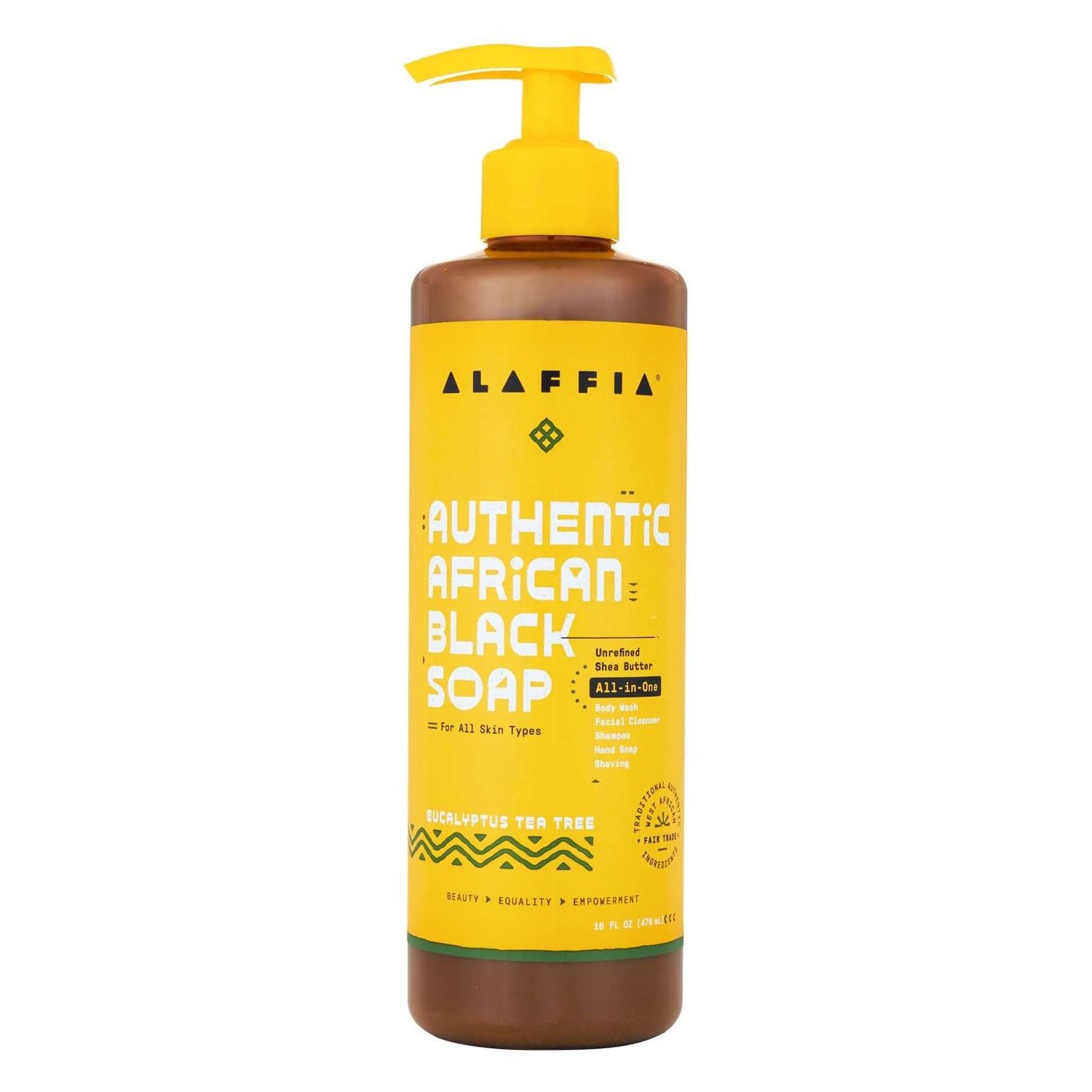 Alaffia Authentic African Black Soap Eucalyptus Tea Tree 16 Oz