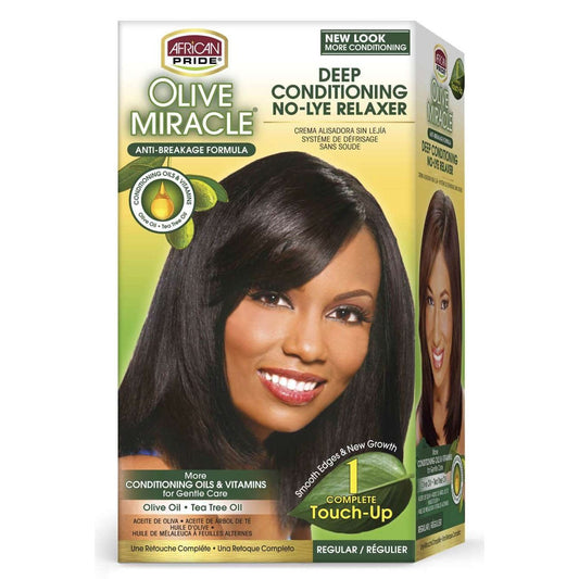 African Pride Olive Miracle No-Lye Relaxer 1 Application Regular Kit