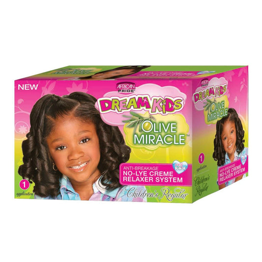 African Pride Dream Kids Olive Miracle No Lye 1 Application Regular Kit