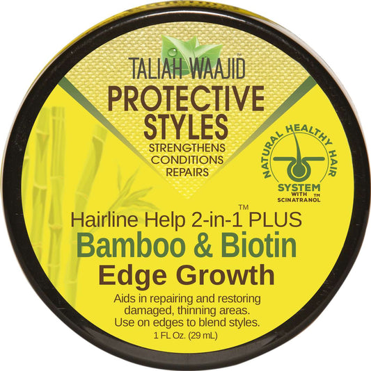 Taliah Waajid Protective Styles Hairline Help 2 en 1 más borde de biotina de bambú 1 oz