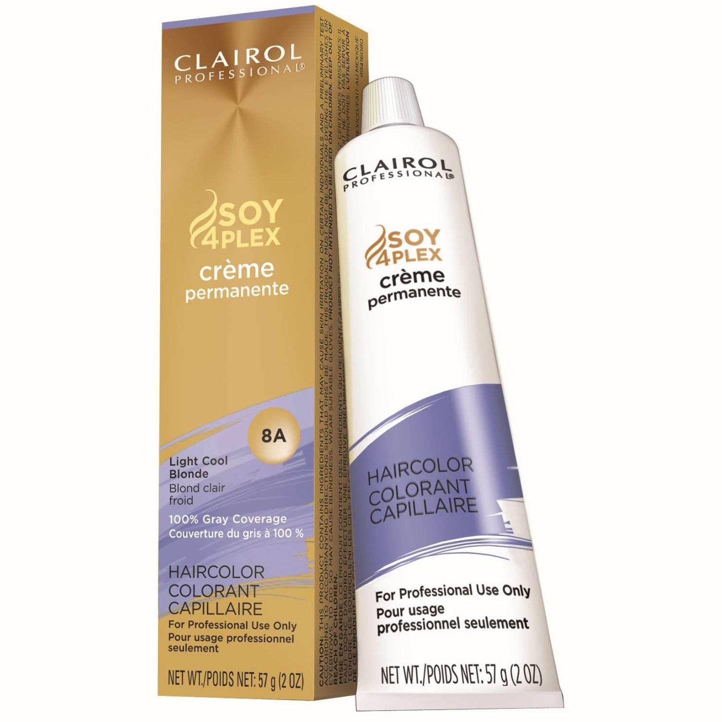 Clairol Professional Soy4Plex Permanente Crme Color de cabello 8A Rubio claro frío 2.0 Oz