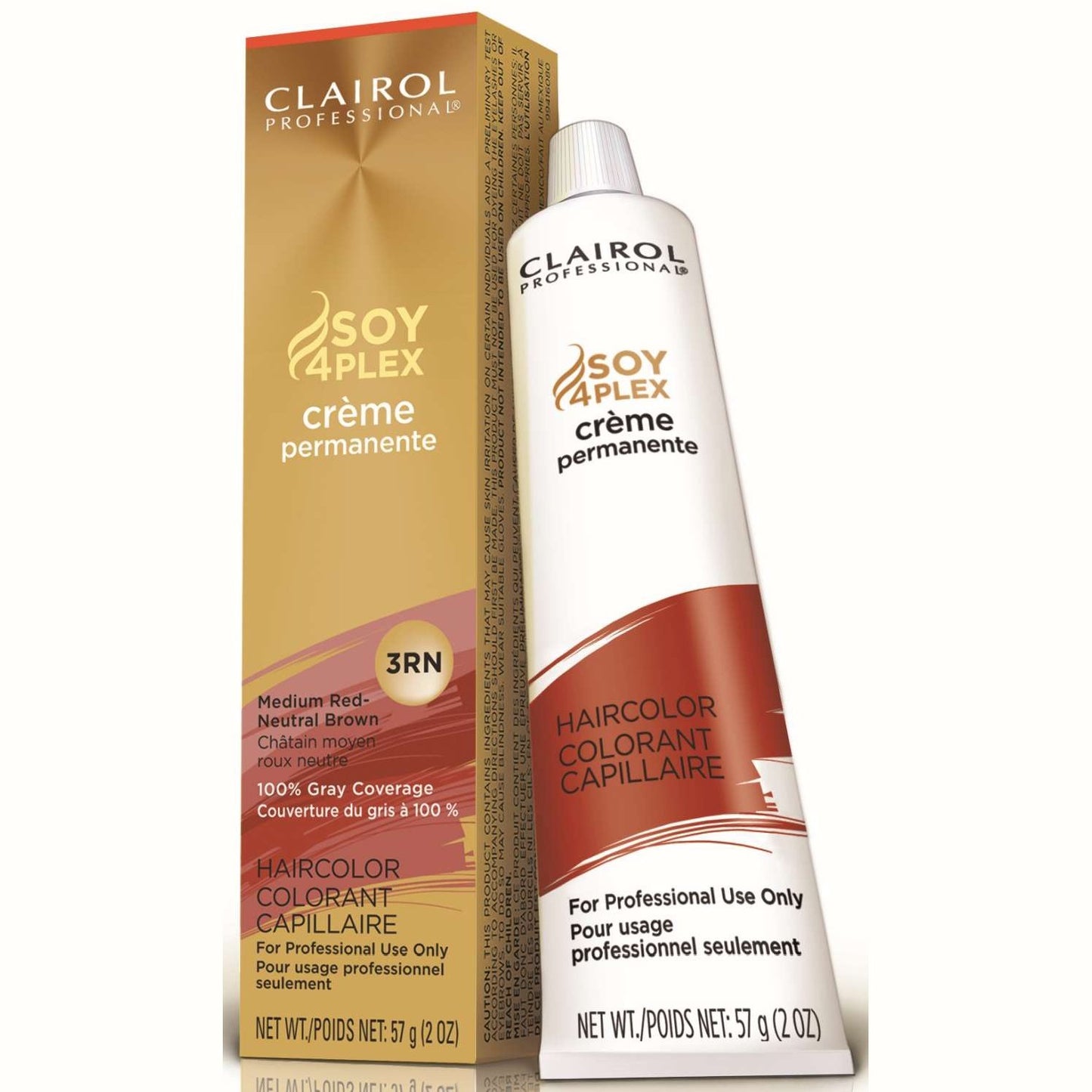 Clairol Professional Soy4Plex Permanente Crme Color de cabello 3Rn Rojo Medio Marrón Neutro 2.0 Oz