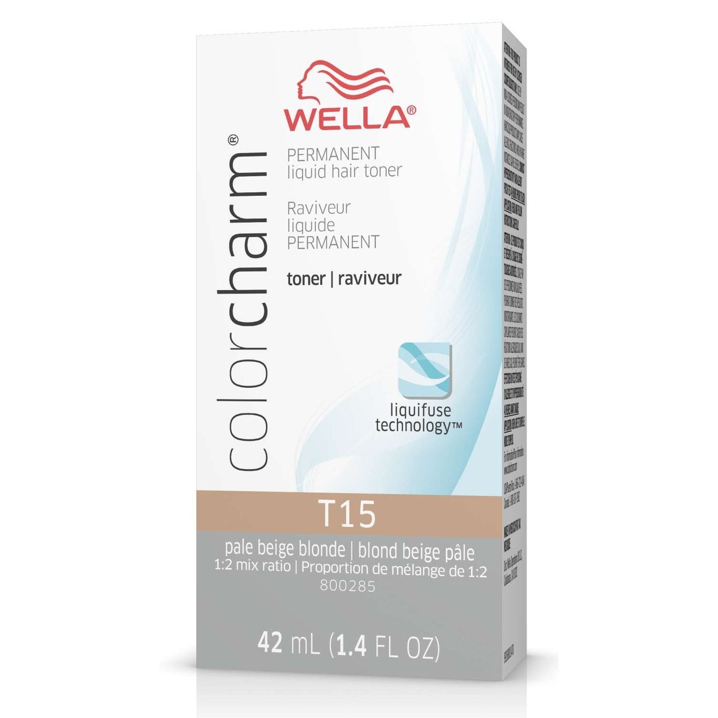 Wella Colorcharm Tónico líquido permanente para cabello T15 Rubio beige pálido 1.4 onzas líquidas