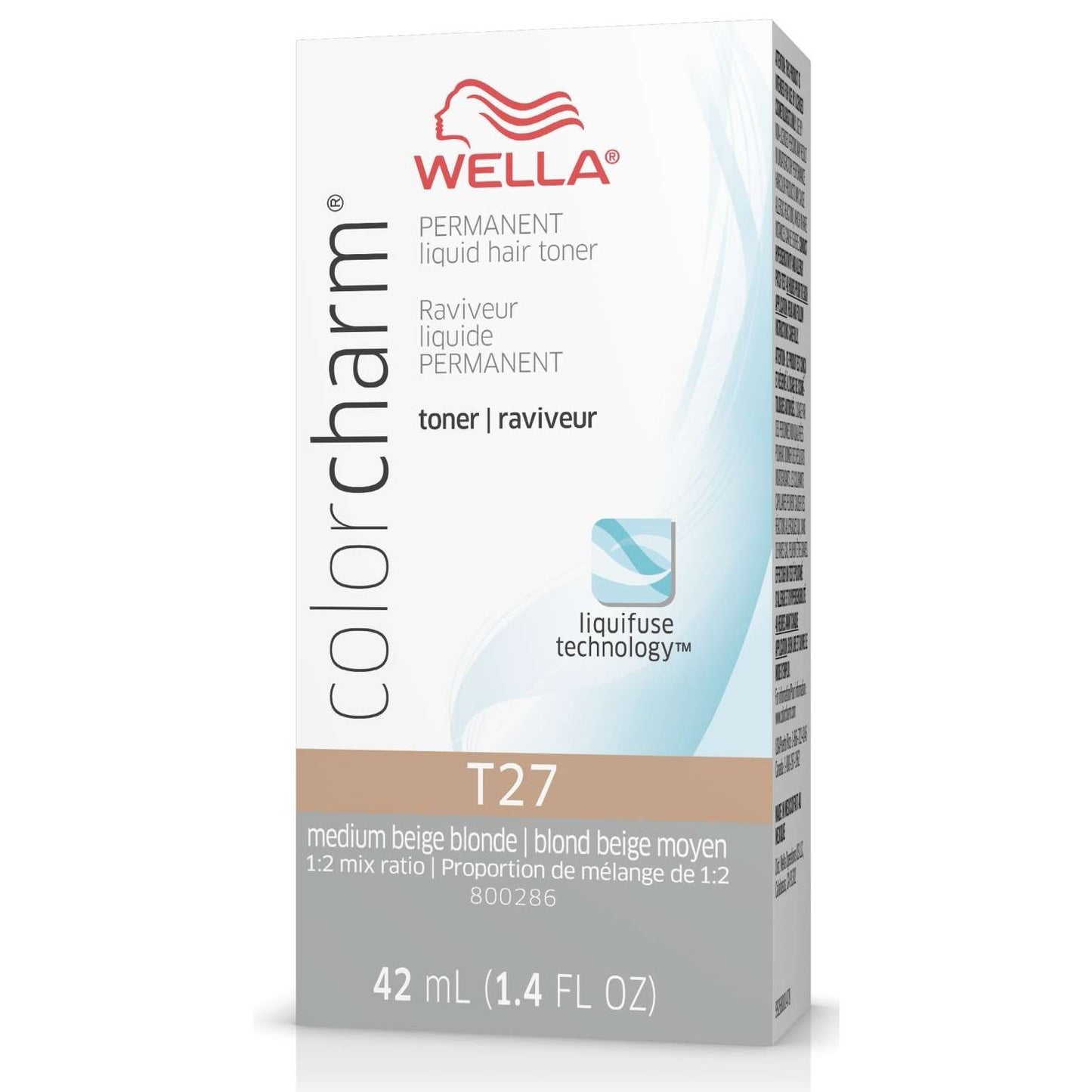 Wella Colorcharm Tónico líquido permanente para cabello T27 Rubio beige medio 1,4 onzas líquidas