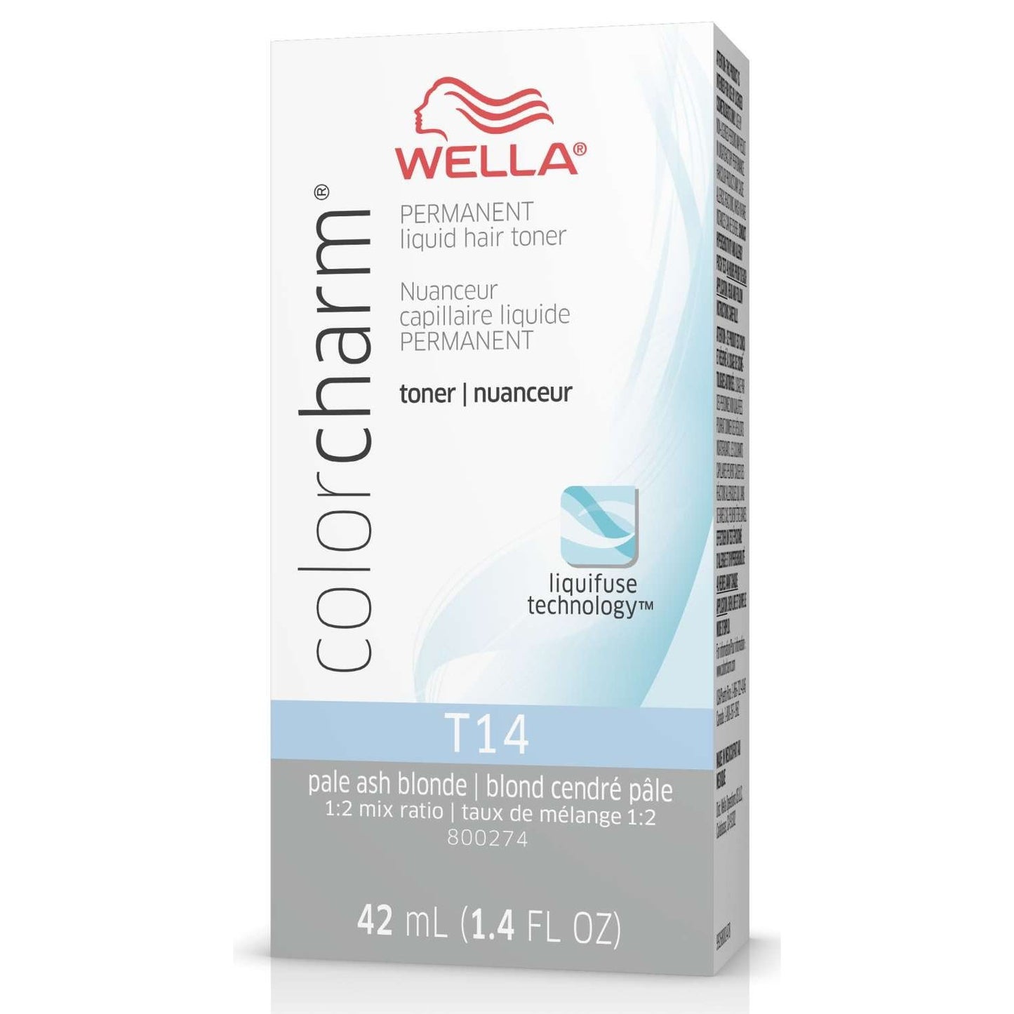 Wella Colorcharm Tónico líquido permanente para cabello T14 Rubio ceniza pálido 1.4 onzas líquidas